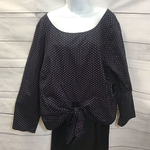 Eloquii Polka Dot Tie Front Top-Sz 24 - Picture 1 of 9